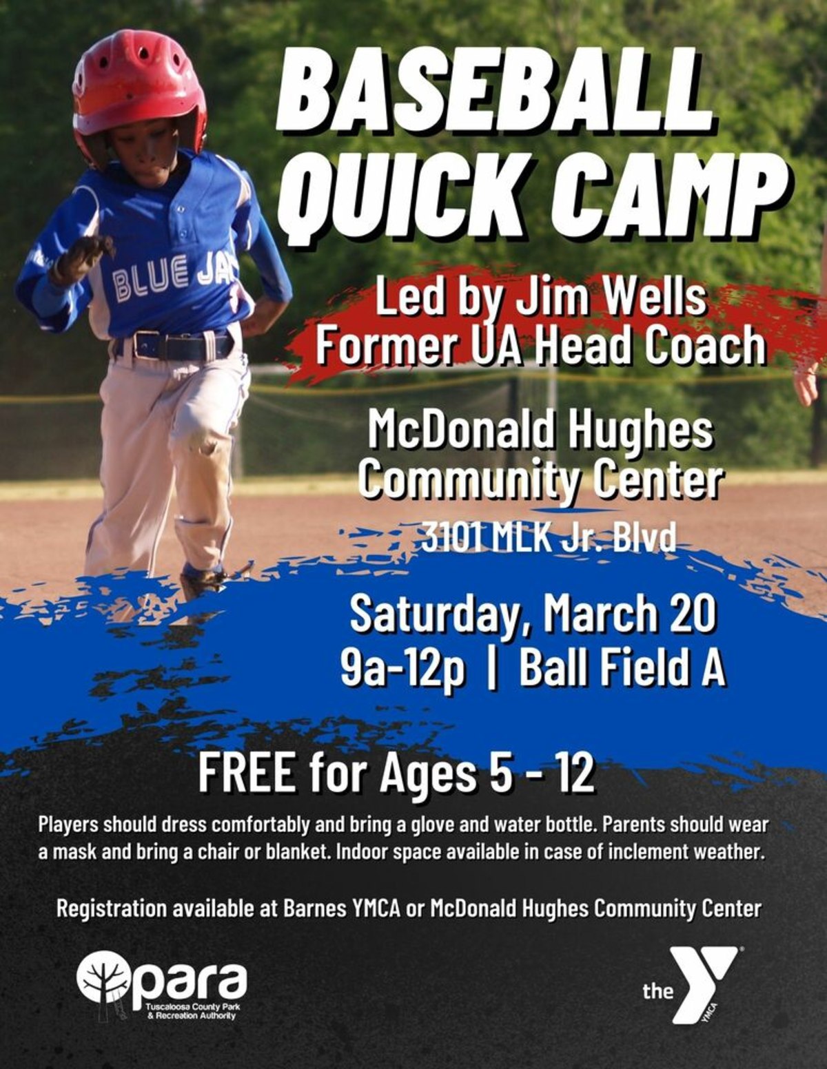 PARA and YMCA Collaborate for Tuscaloosa Baseball League and Quick Camp